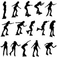 Vector silhouette of a woman on roller skates N2