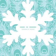 Vector soft peacock feathers Christmas snowflake silhouette pattern frame card