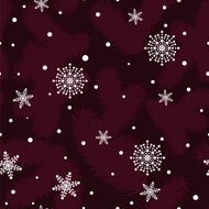 Christmas pattern with fir paws and snowflakes