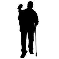 Vector silhouette of people with dog N61