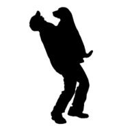 Vector silhouette of people with dog N63