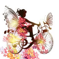 Flower fairy on a bicycle symbol of music inspiration N2