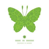 Vector abstract green and white circles butterfly silhouette pattern frame