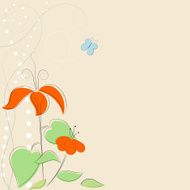 Background with stylized flowers and butterfly EPS10