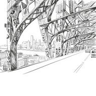Bridge hand drawn vector illustration