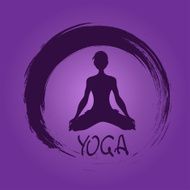 Yoga label with Zen symbol and Lotus pose