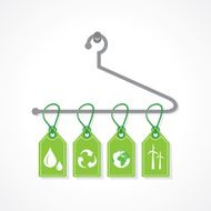 Eco icon labels hanging on a hanger