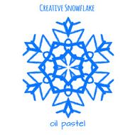 Snowflake hand drawn with oil pastels N19