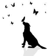 Vector silhouette of a dog N168