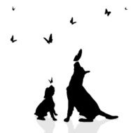 Vector silhouette of a dog N169