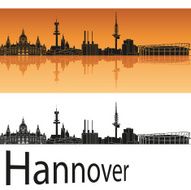 Hannover skyline in orange background