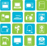 Silhouette household appliances and electronics icons N2