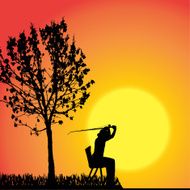 Vector silhouette of a man who fishes N12