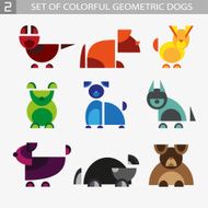 Set of geometric colorful dogs