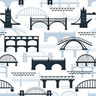 Seamless pattern of bridge silhouettes