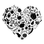 Healthy lifestyle icons design in black and white