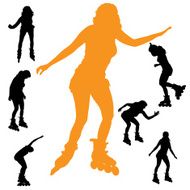 Vector silhouette girls N17