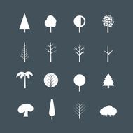 White tree silhouettes clip-art