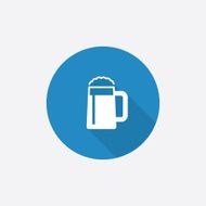 glass of beer Flat Blue Simple Icon with long shadow N2