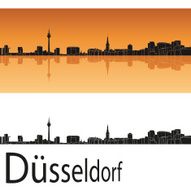 D&uuml;sseldorf skyline in orange background