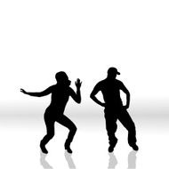 Vector silhouette of couple N343
