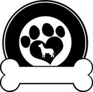 Black Circle Label Design With Love Paw Dog And Bone