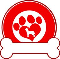 Red Circle Label Design With Love Paw Dog And Bone