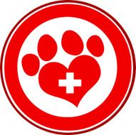 Veterinary Love Paw Print Red Circle Banner Design With Cross