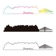 Shantou skyline linear style with rainbow