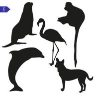 Set of vector silhouettes animals N2