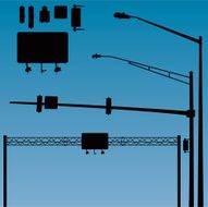 Street lights poles and signals (vector)