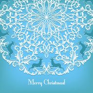 Christmas Greeting card with snowflake and deer N2