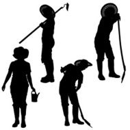 Vector silhouette of a gardener N44