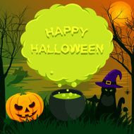 Halloween landscape with speech bubble