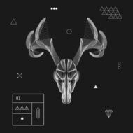 Abstract animal background line art Skull Antlers Vector Isolated N4