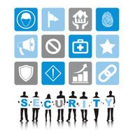 Vector of Diverse Business People with Security Symbols