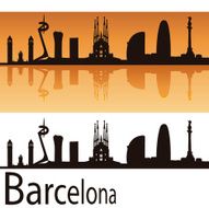 Barcelona Skyline in orange background