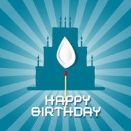 Blue Birthday Background Illustration with Cake