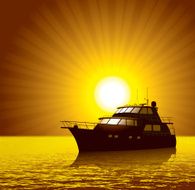 Yacht or Luxury Boat with Sunset