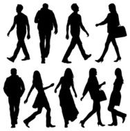 People in various actions and walking
