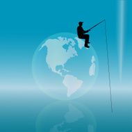 Vector silhouette of fisherman N2