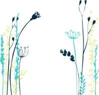 Silhouettes of flowers and grass N49