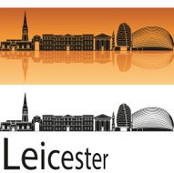 Leicester skyline in orange background