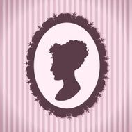 Vintage style woman silhouette against striped background