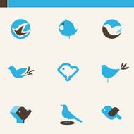 Set of cute blue birds