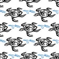 Turtle swimming in the sea seamless pattern