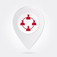 Map Marker Red Men Silhouette Connected on Round Icon Button N2