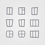 Vector set of black silhouettes windows