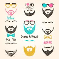 Set of mustache and beards