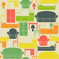 Seamless vintage pattern with furniture elements